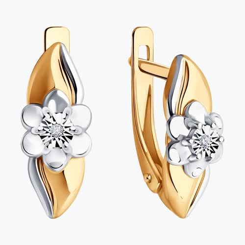 Серьги из золочёного серебра с бриллиантами из серебро — вид 2