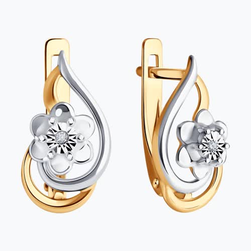 Серьги из золочёного серебра с бриллиантами из серебро — вид 2