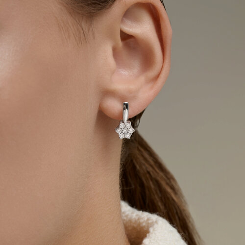 Серьги из серебра с бриллиантами из родированное серебро — вид 2