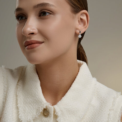 Серьги из серебра с бриллиантами из родированное серебро — вид 3