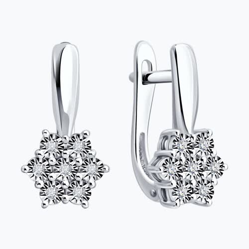 Серьги из серебра с бриллиантами из родированное серебро — вид 5