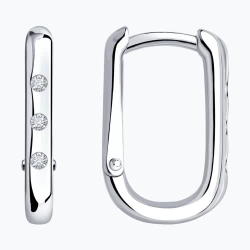 Серьги из серебра с бриллиантами - видео на модели