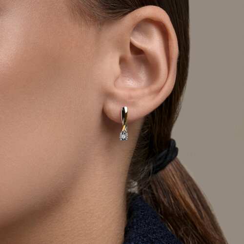 Серьги из золочёного серебра с бриллиантами из родированное серебро — вид 2