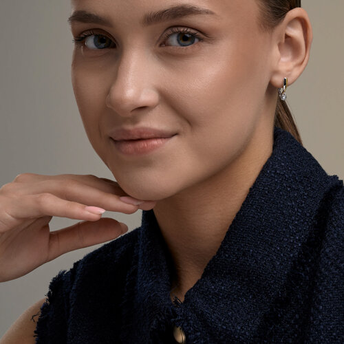 Серьги из золочёного серебра с бриллиантами из родированное серебро — вид 3