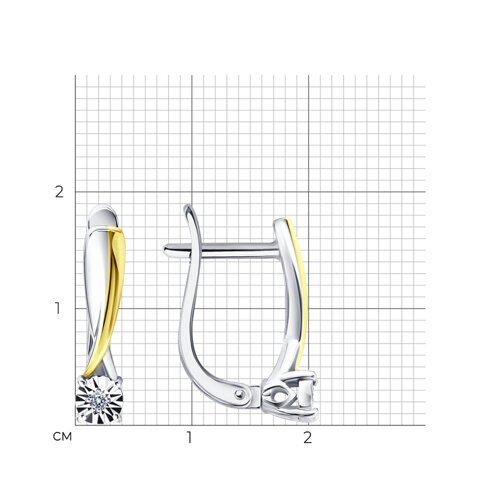 Серьги из золочёного серебра с бриллиантами из родированное серебро — вид 4