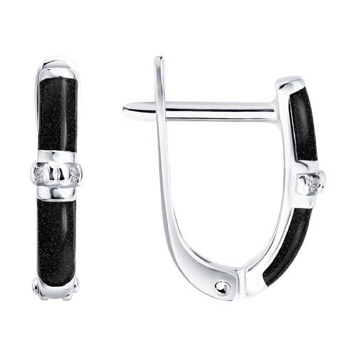 Серьги из серебра с бриллиантами и эмалью - видео на модели