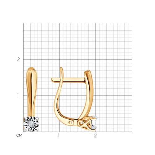 Серьги из золочёного серебра с бриллиантами из золочение розовое — вид 2