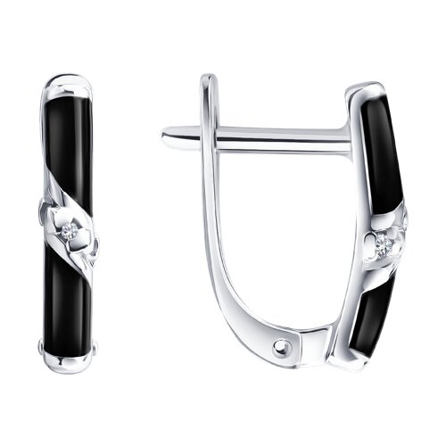 Серьги из серебра с бриллиантами и эмалью - видео на модели