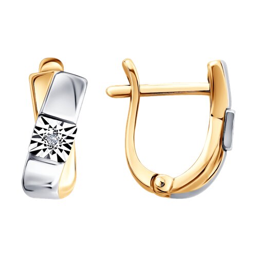 Серьги из золочёного серебра с бриллиантами