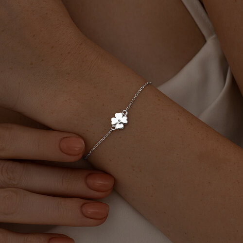 Браслет из серебра с бриллиантом из родированное серебро — вид 2