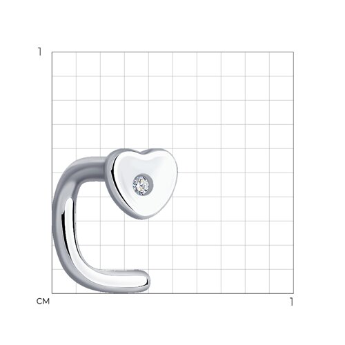 Пирсинг из серебра с бриллиантом из серебро — вид 2