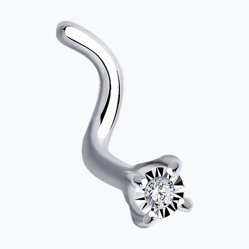 Пирсинг из серебра с бриллиантом из серебро — вид 2