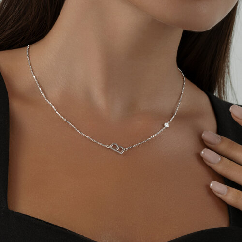 Колье из серебра с бриллиантом из родированное серебро — вид 2