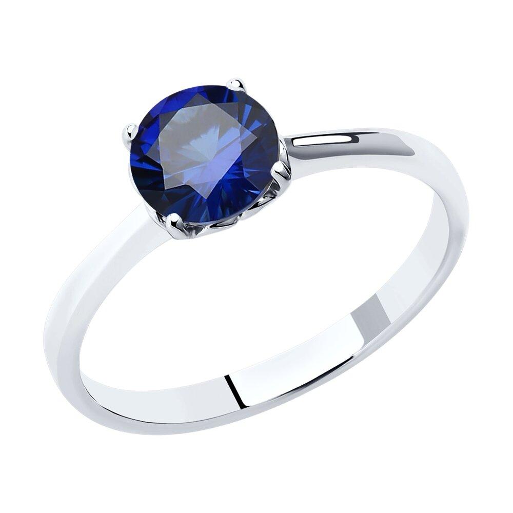 Кольцо из серебра с синим корунд (синт.) - видео на модели