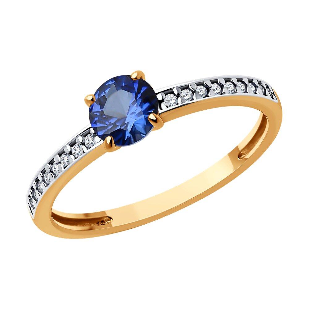 Кольцо из золочёного серебра с корундом и фианитами - видео на модели