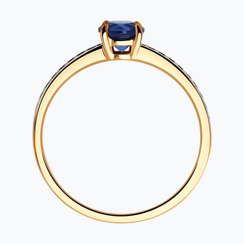 Кольцо из золочёного серебра с корундом и фианитами из серебро — вид 2