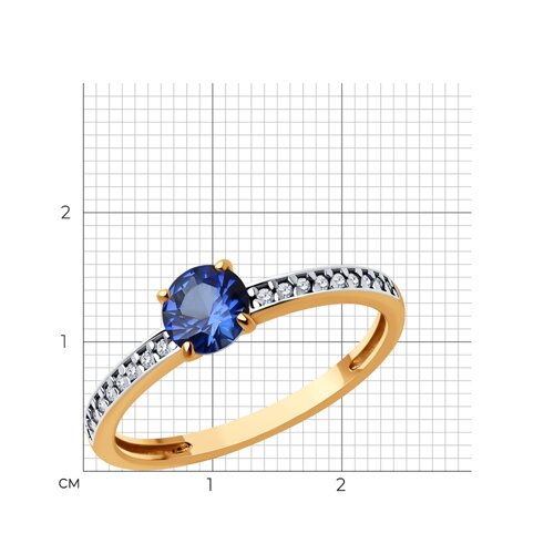 Кольцо из золочёного серебра с корундом и фианитами из серебро — вид 5