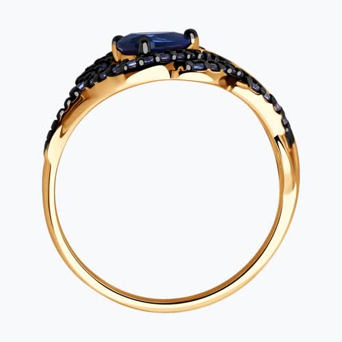 Кольцо из золочёного серебра с корундом и фианитами из серебро — вид 3