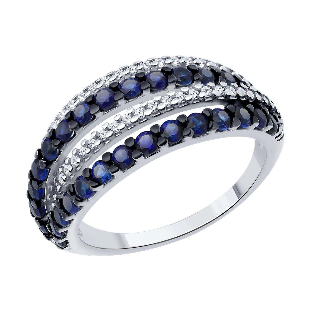 Кольцо из серебра с корундами и фианитами - видео на модели