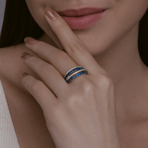 Кольцо из серебра с корундами и фианитами из серебро — вид 3