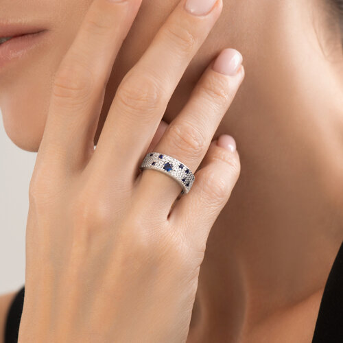 Кольцо из серебра с корундами и фианитами из серебро — вид 4