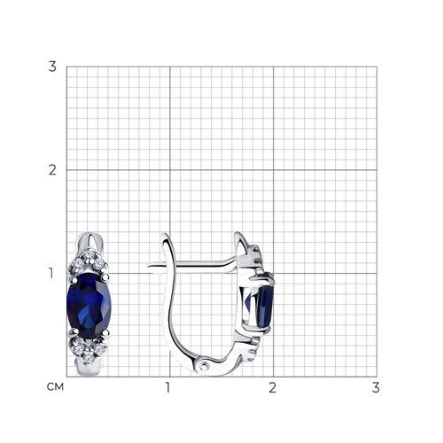 Серьги из серебра с корундами сапфировыми (синт.) и фианитами из серебро — вид 5