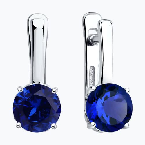 Серьги из серебра с синими корунд (синт.) из серебро — вид 2
