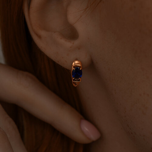 Серьги из золочёного серебра с корундами из серебро — вид 2