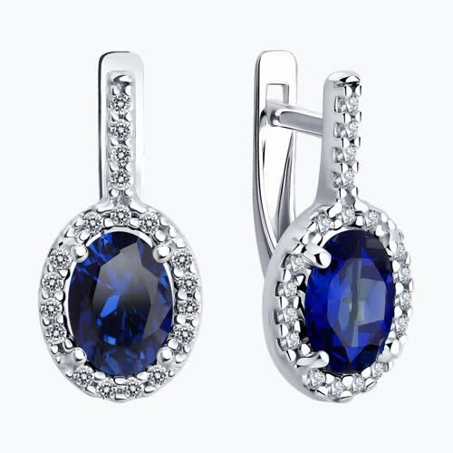 Серьги из серебра с корундами и фианитами из серебро — вид 2