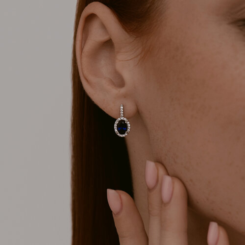 Серьги из серебра с корундами и фианитами из серебро — вид 3