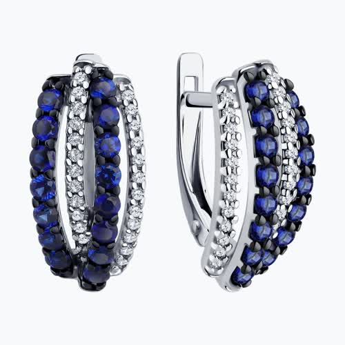 Серьги из серебра с корундами и фианитами из серебро — вид 2