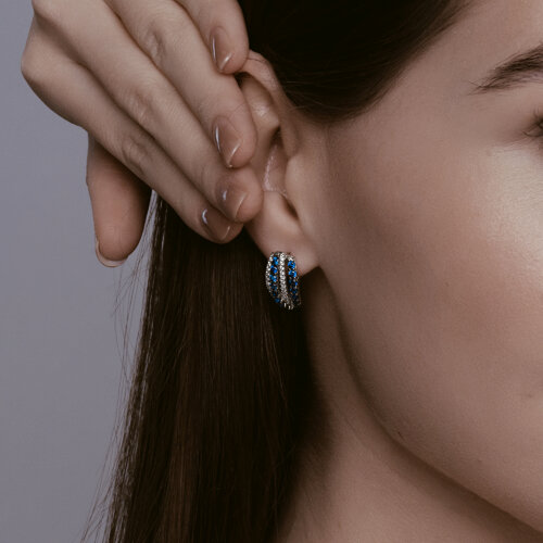 Серьги из серебра с корундами и фианитами из серебро — вид 3