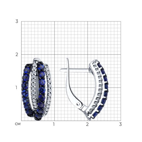 Серьги из серебра с корундами и фианитами из серебро — вид 4