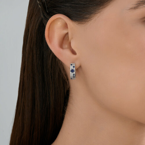 Серьги из серебра с корундами и фианитами из серебро — вид 3