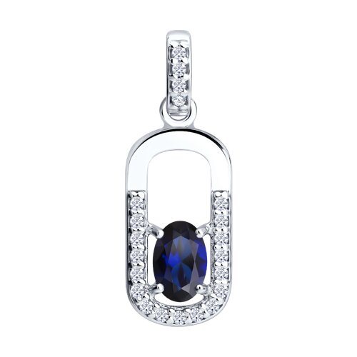 Подвеска из серебра с корундом и фианитами - видео на модели