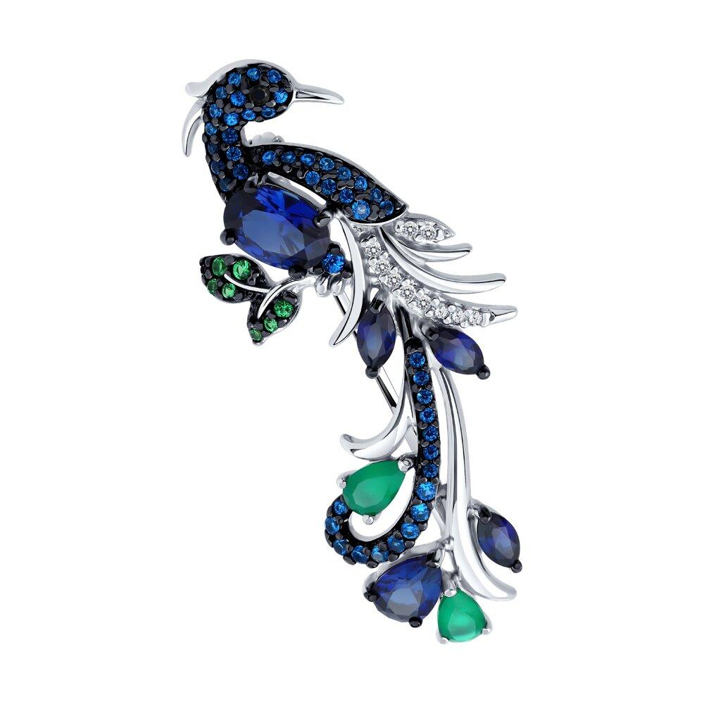 Брошь из серебра с миксом камней - видео на модели