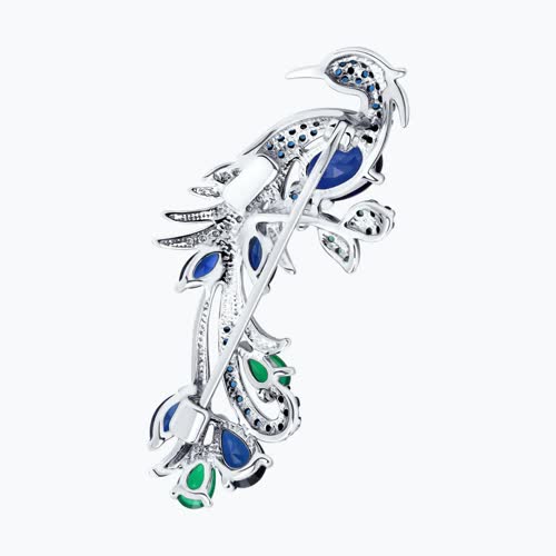 Брошь из серебра с миксом камней из серебро — вид 2