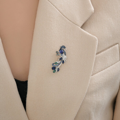 Брошь из серебра с миксом камней из серебро — вид 3