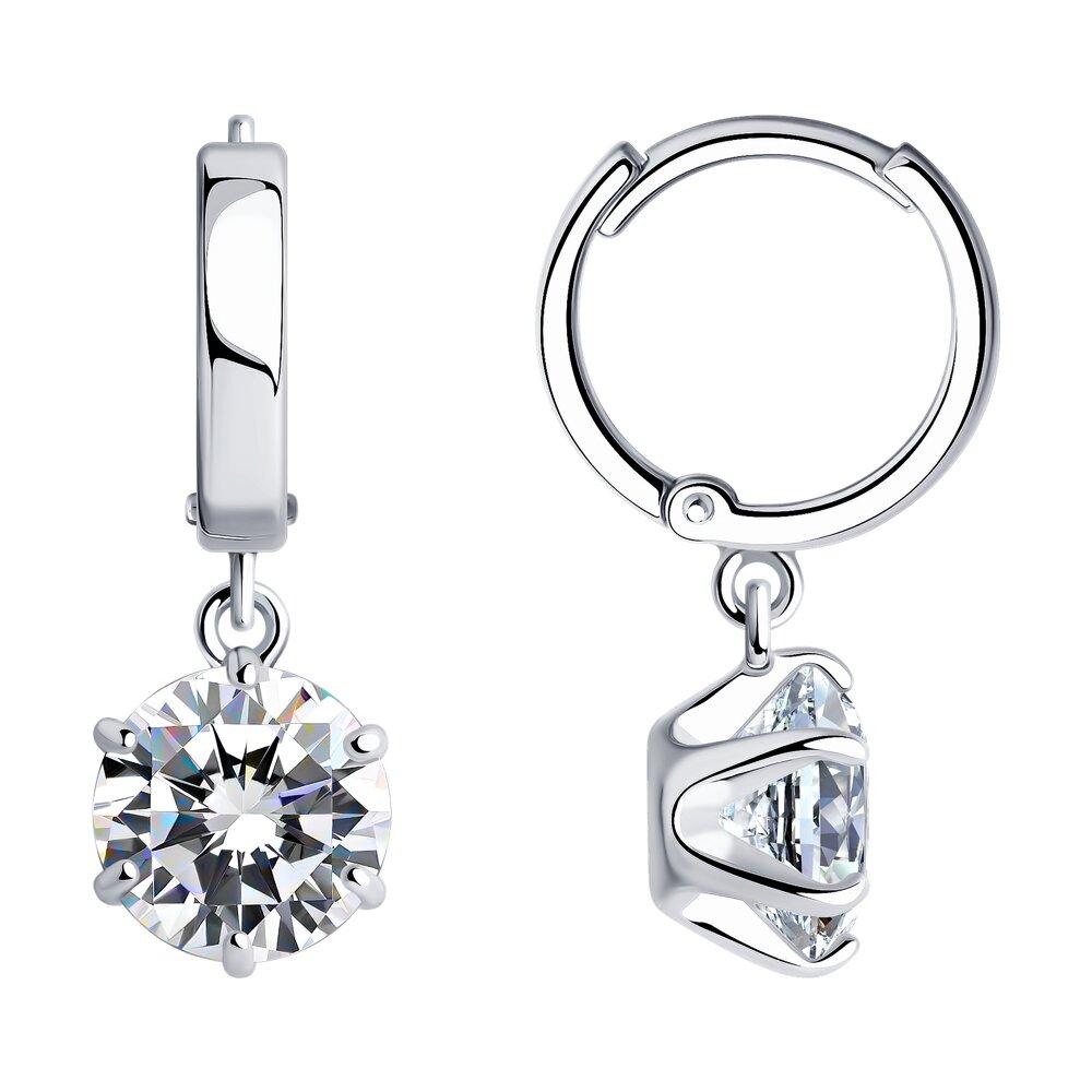 Серьги из серебра с фианитами - видео на модели