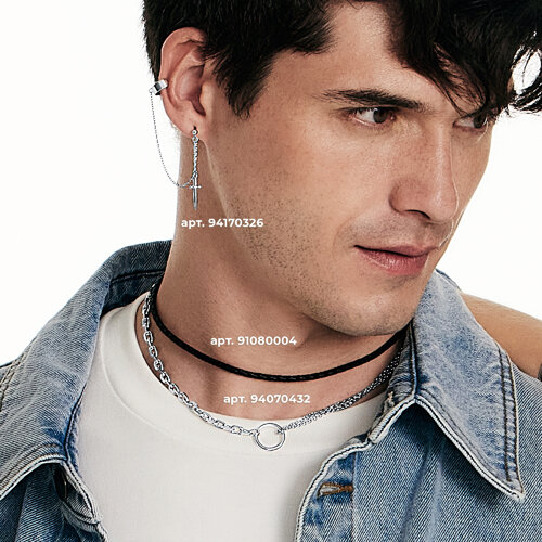 Кожаный шнурок с серебряным замком из серебро — вид 5