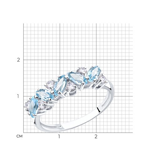 Кольцо из серебра с топазами и фианитами из родированное серебро — вид 2