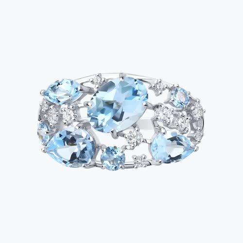 Кольцо из серебра с топазами и фианитами из серебро — вид 2