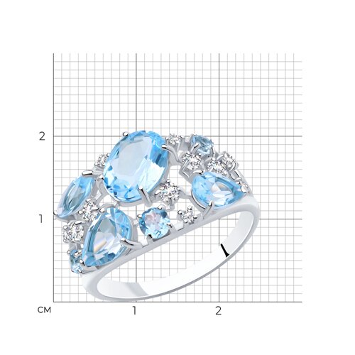 Кольцо из серебра с топазами и фианитами из серебро — вид 5