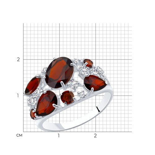 Кольцо из серебра с гранатами и фианитами из серебро — вид 6