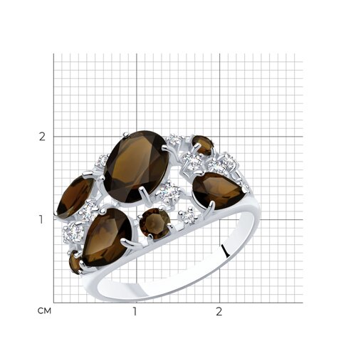 Кольцо из серебра с раухтопазами и фианитами из серебро — вид 5