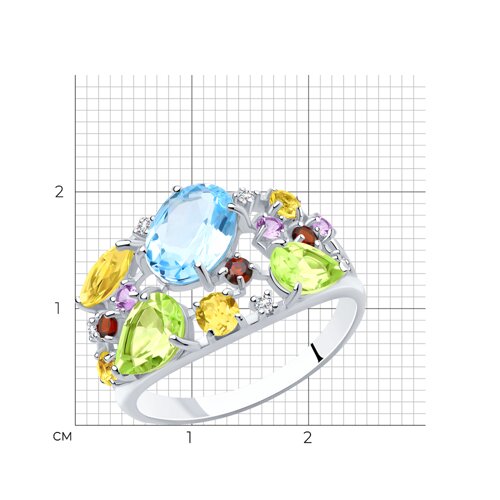 Кольцо из серебра с миксом полудрагоценных камней из серебро — вид 5