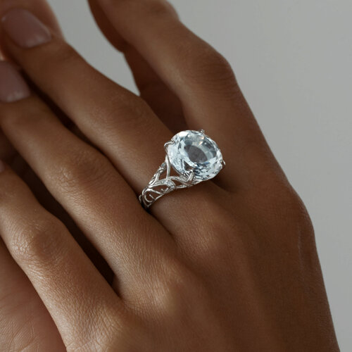 Кольцо с горным хрусталём из серебра из серебро — вид 3