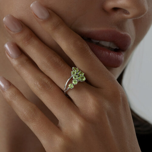 Кольцо из серебра с хризолитами из серебро — вид 2