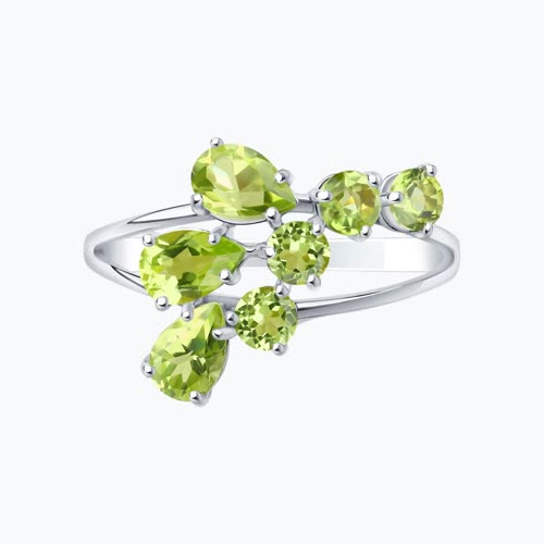 Кольцо из серебра с хризолитами из серебро — вид 5