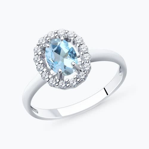 Кольцо из серебра с топазом и фианитами из серебро